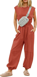 Kissonic Jumpsuits for Women Casual Cotton Blend Romper - With Pockets