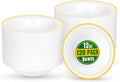 Disposable Plastic Bowls 12oz Gold Trim 120 Pack - Elegant Party Bowls