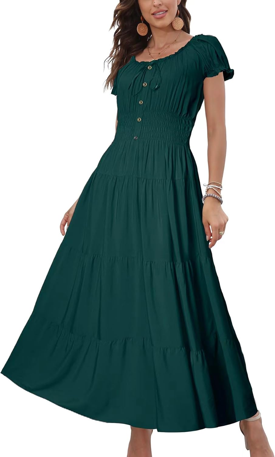 OSTOO Women's Boho Floral Print Maxi Dress for Summer Style