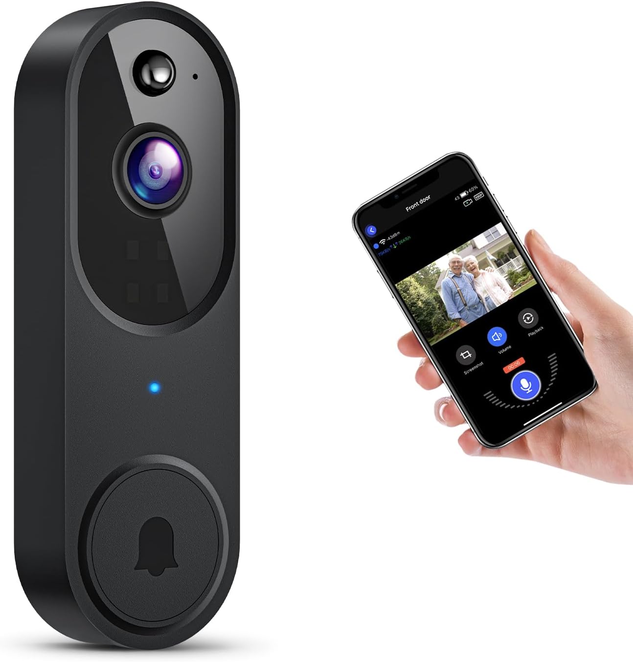 GridTera Smart Doorbell: AI Human Detection, Live View, Night Vision