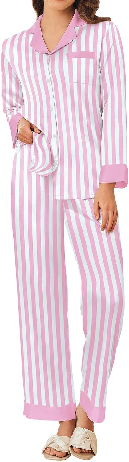 Ekouaer Silk Pajamas for Women Long Sleeve Satin Pajama Set
