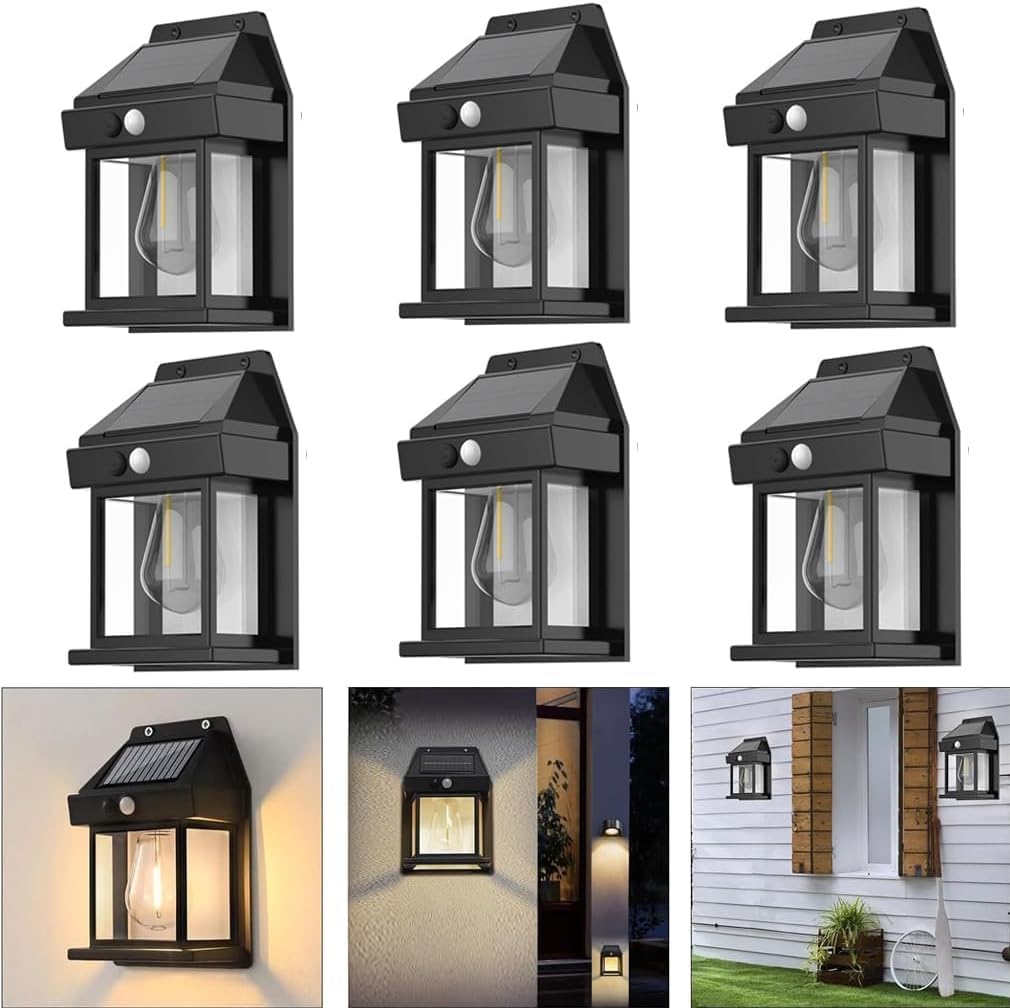 6pcs Solar Fence Lights with Motion Sensor for Outdoor Use
