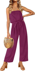 Off Shoulder Strapless Belted Wide Leg Jumpsuit - Flattering Beachwear