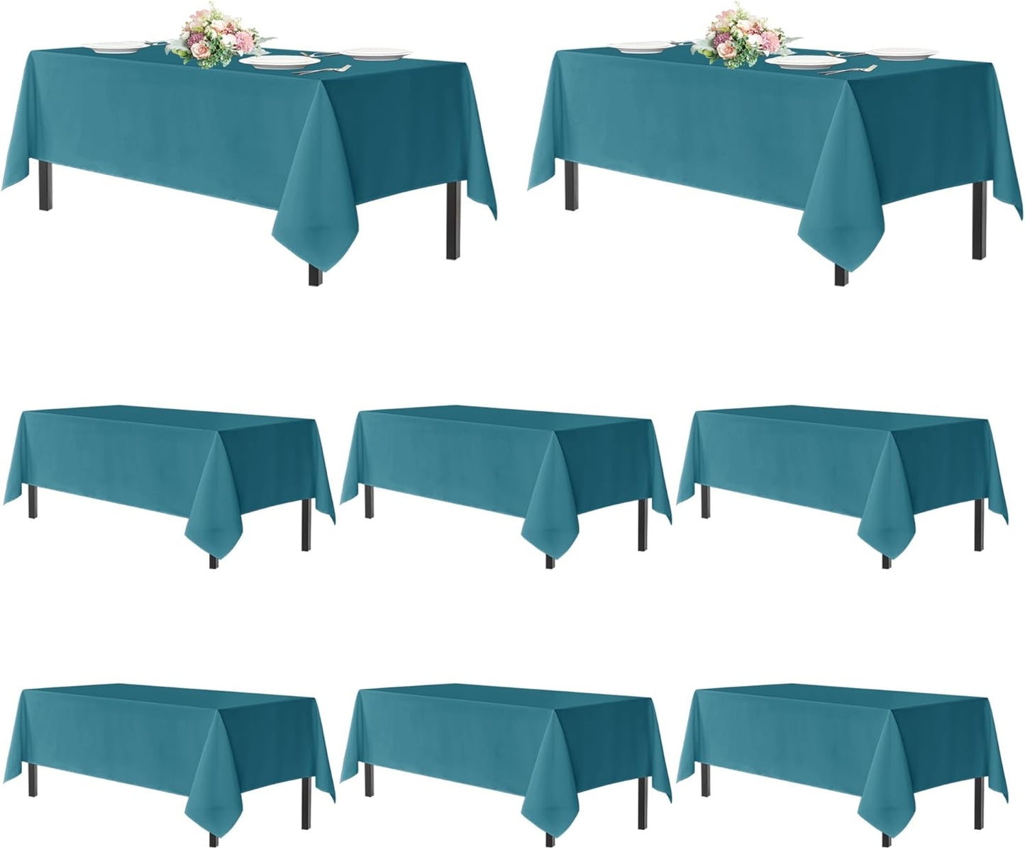 Sancua Teal Tablecloths for 8 Foot Rectangle Tables - 8 Pack