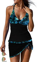 Tankini Swimsuits for Women - Color Block 2-Piece with Skirt