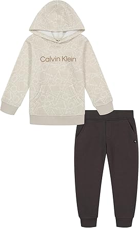 Calvin Klein Boys 2 Pieces Fleece Hooded Jog Set for Comfort