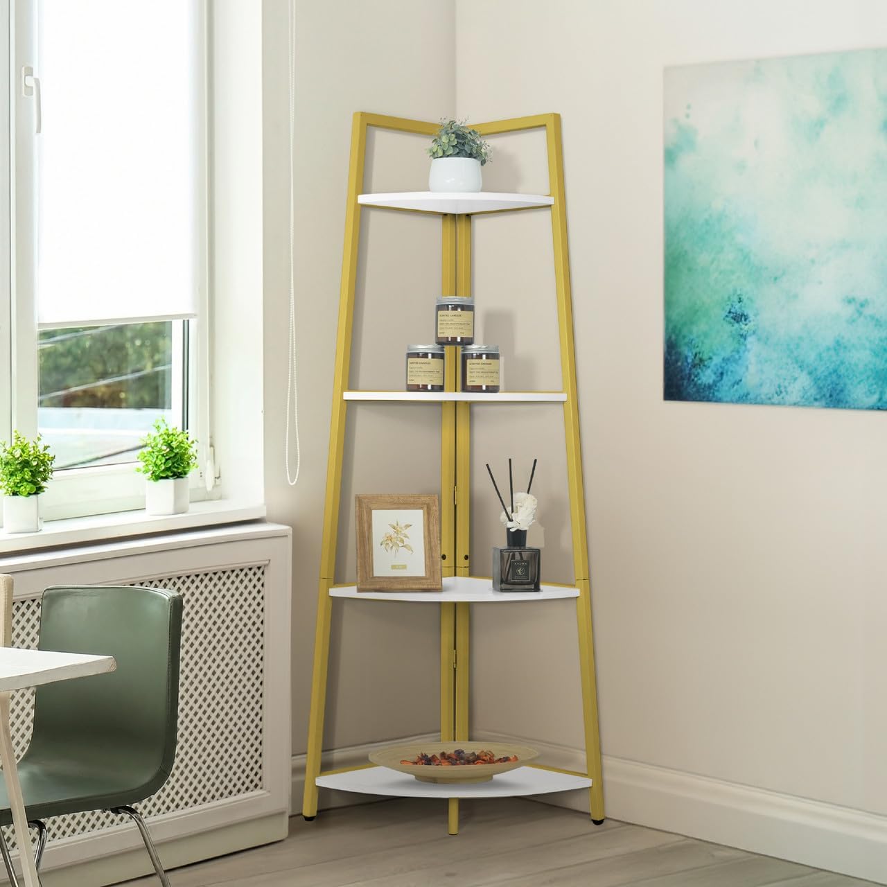 CAPHAUS Tall Corner Shelf Stand for Stylish Home Office Storage