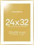 Homeforia 24x32 Poster Frame Gold - Matted 20x28 Gallery Look