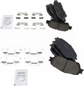 TRQ Front and Rear Brake Pads Ceramic Kit - Direct-Fit Replacement