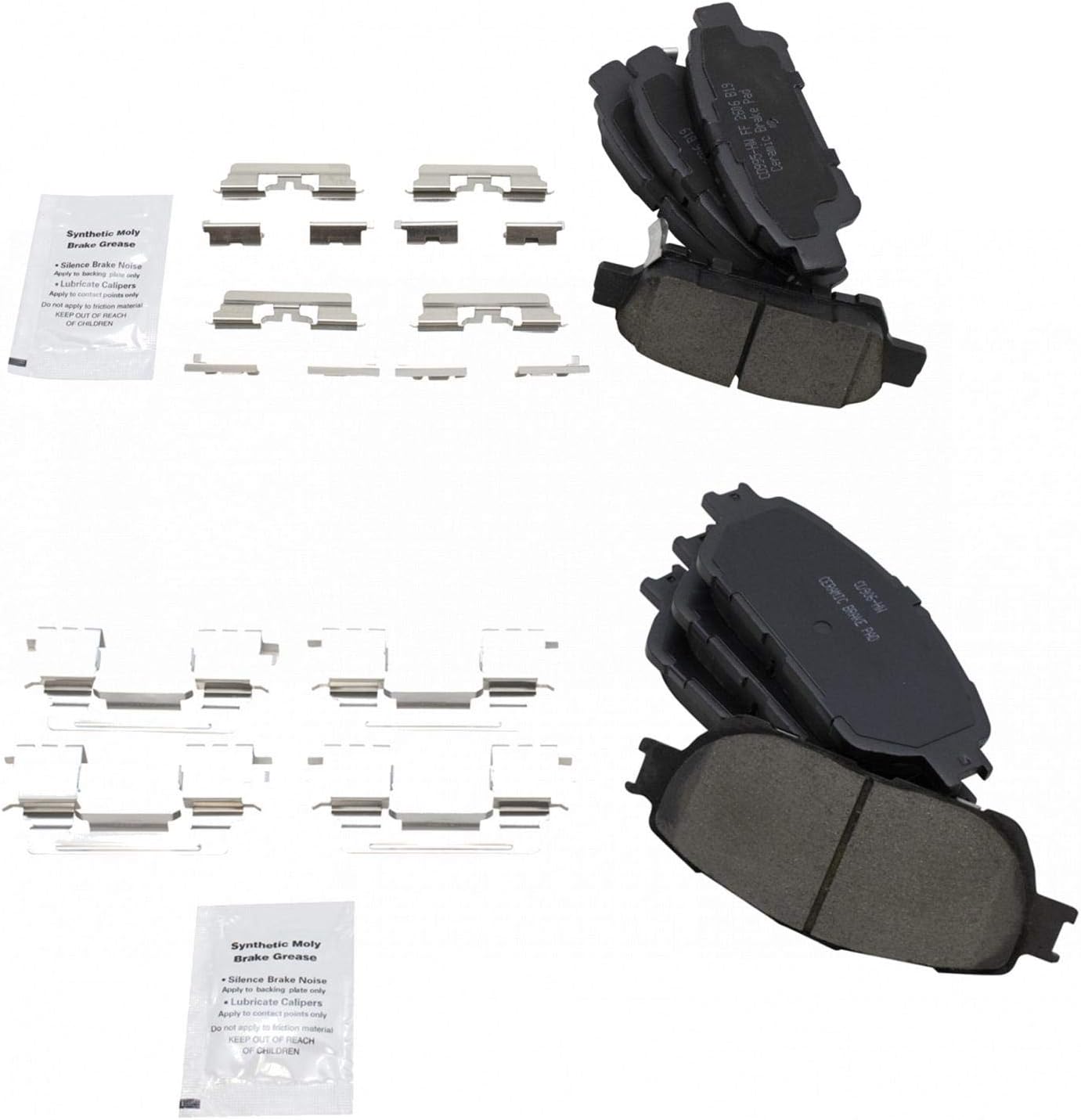 TRQ Front and Rear Brake Pads Ceramic for 2004-2010 Sienna