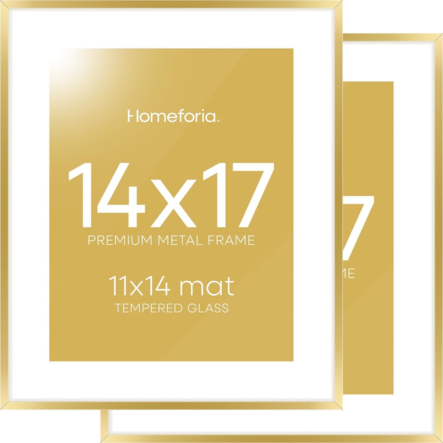 High End Metal 14x17 Picture Frame Set of 2 in Gold Finish