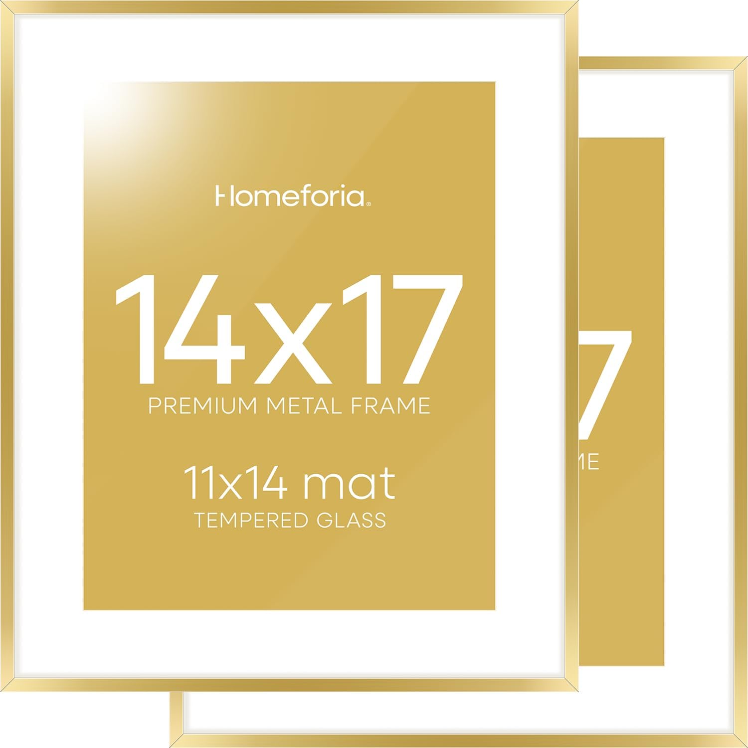 High End Metal 14x17 Picture Frame Set of 2 in Gold Finish