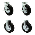 8 in Swivel Pneumatic Casters Set of 4 - Black Rubber Wheels - 1,200