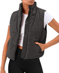 AUTOMET Puffer Vest Women Sleeveless Cropped Winter Outerwear - Warm
