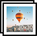 30x30 Picture Frame Set of 2 with 24x24 Mat - Black Shatter Resistant