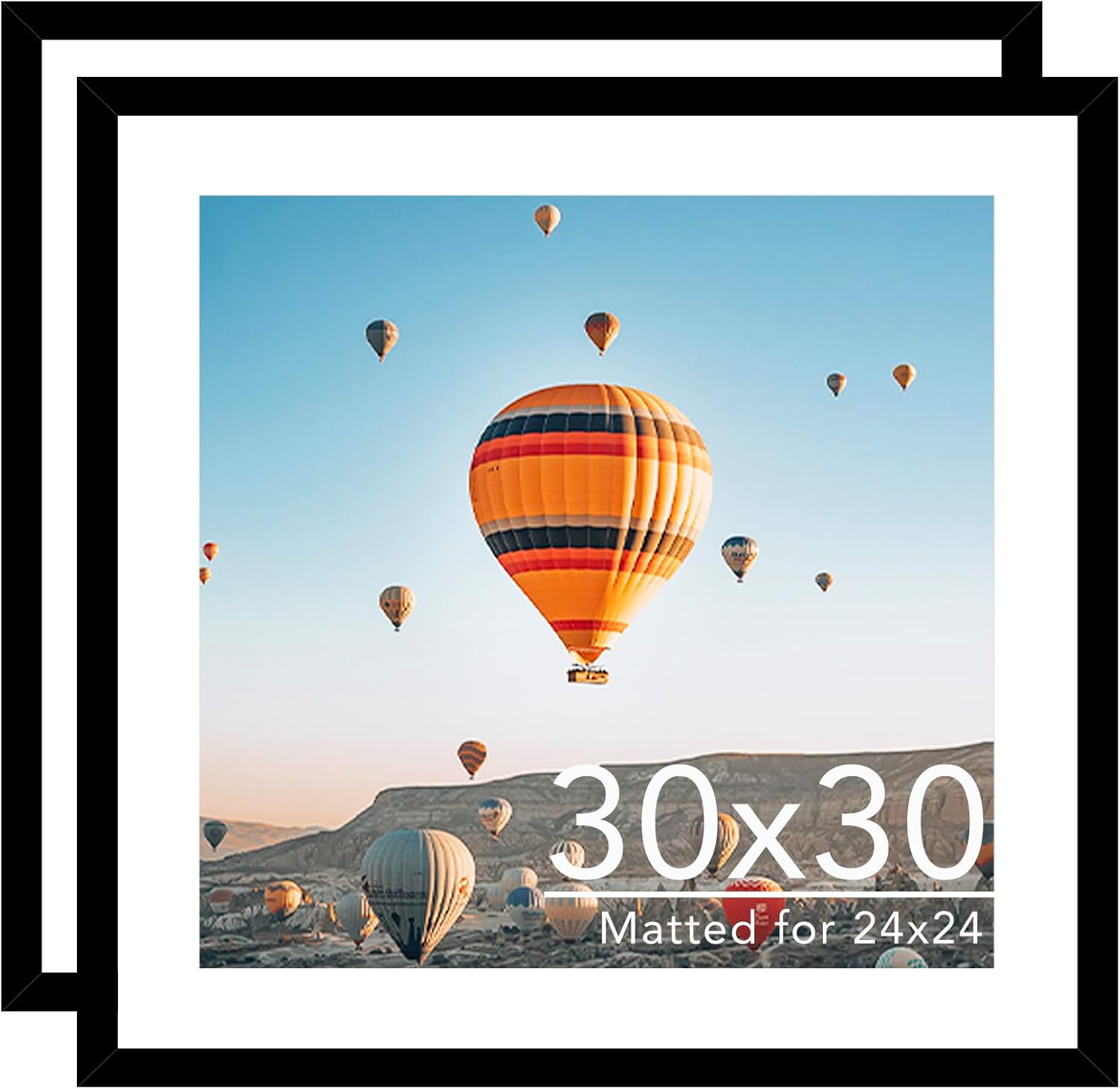 30x30 Picture Frame Set of 2 with 24x24 Mat for Display