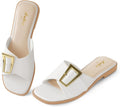 Ankis Black White Brown Women's Flat Sandals Comfortable Slide Sandals