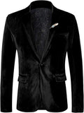 Velvet Blazer for Men Slim Fit One Button Sport Coat