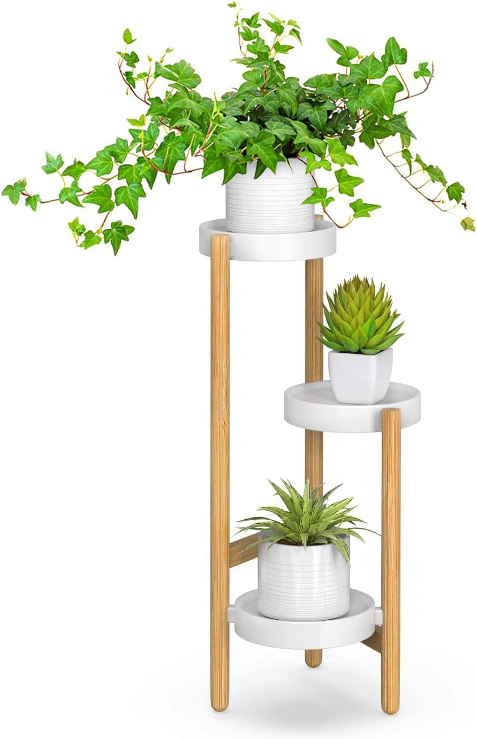 Wisuce Bamboo Plant Stands Indoor - 3 Tier Corner Display Rack
