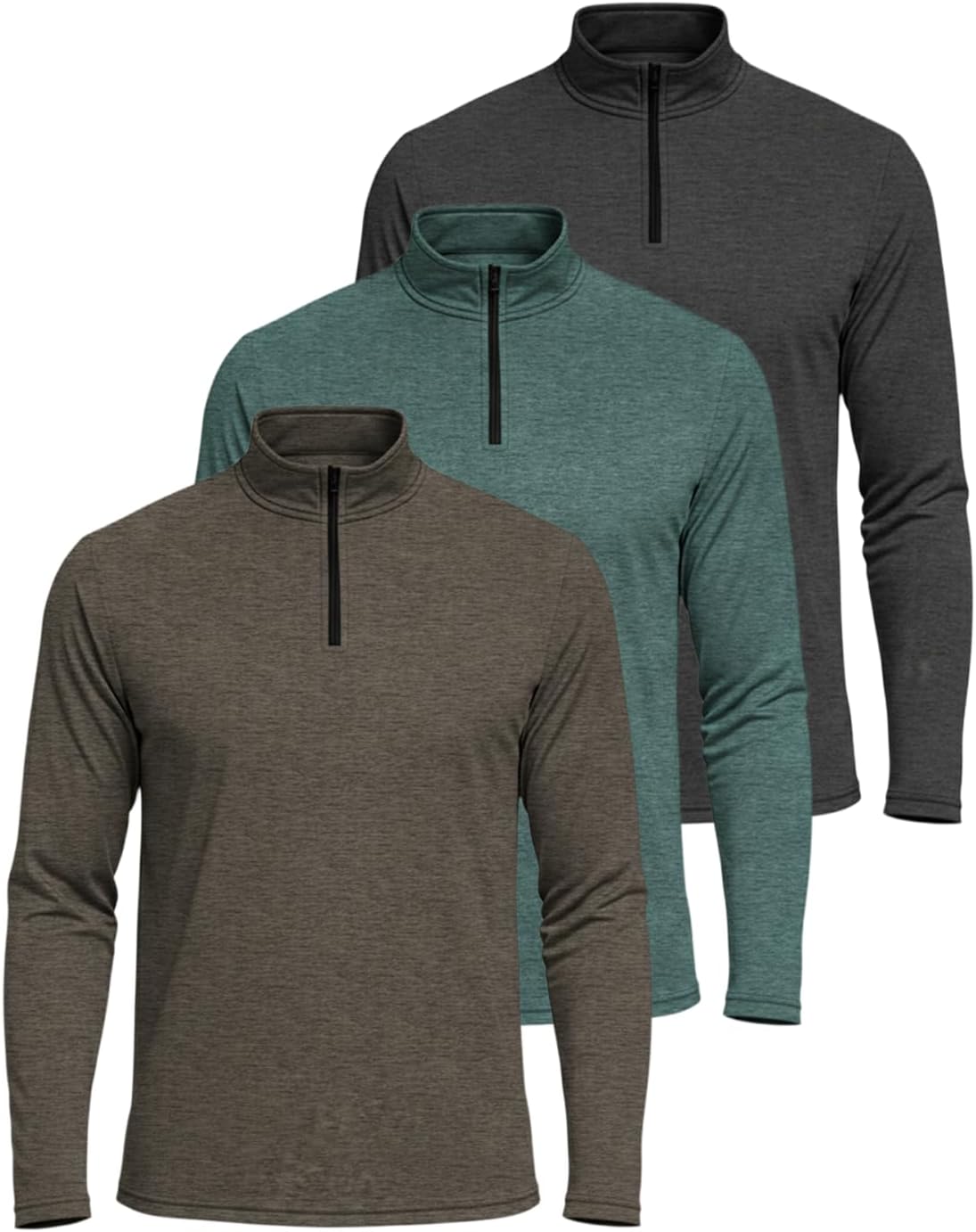 Real Essentials Men's Dry-Fit Active Quarter Zip Pullover 3-Pack