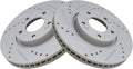 TRQ Front Performance Brake Rotor Drilled Slotted Pair - Direct Fit