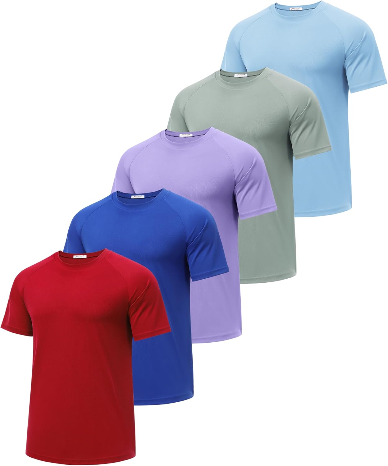 PINSPARK 5 Pack Workout Shirts for Men - Moisture Wicking Tees