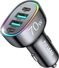 Fast Car Charger FLYLEAD 70W 4 Ports Car Charger - Family Travel Power