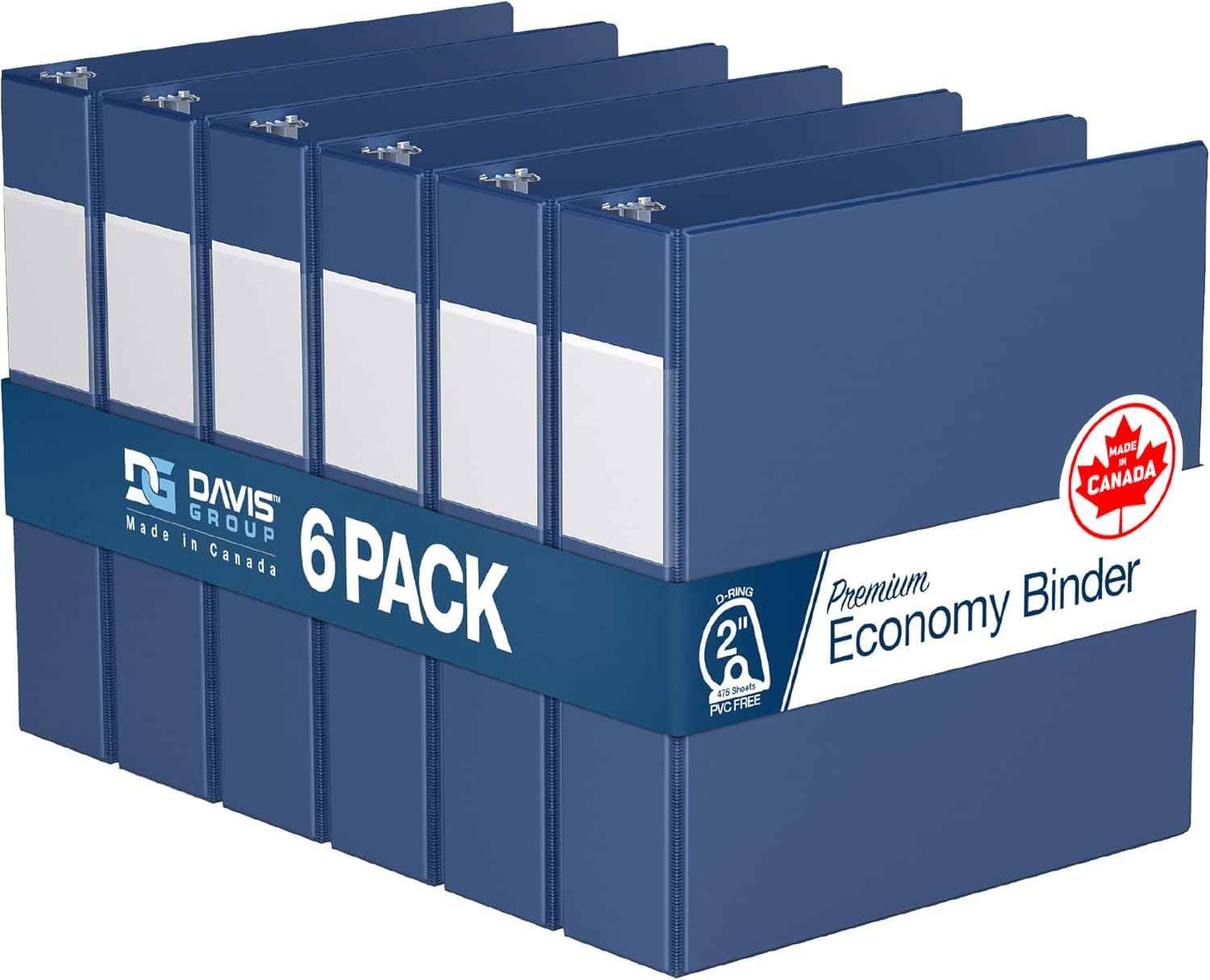 Premium Economy 6-Pack 2 Inch D-Ring Binders for School Use