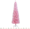 6 FT Unlit Flocked Pink Pencil Christmas Tree for Festive Decor