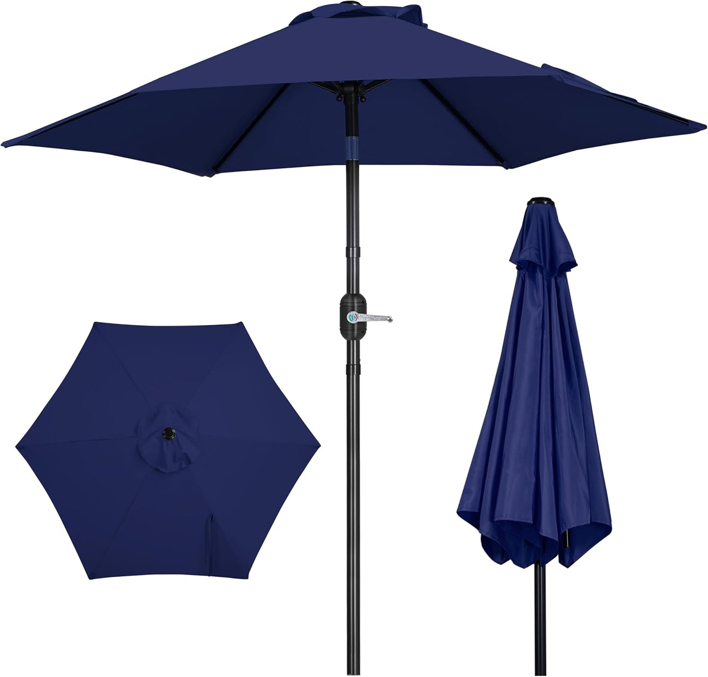 7.5FT Patio Umbrella with Push Button Tilt and Crank for Shade