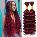 Human Braiding Hair 2 Bundles 100g Burgundy 99J Curly Deep Wave