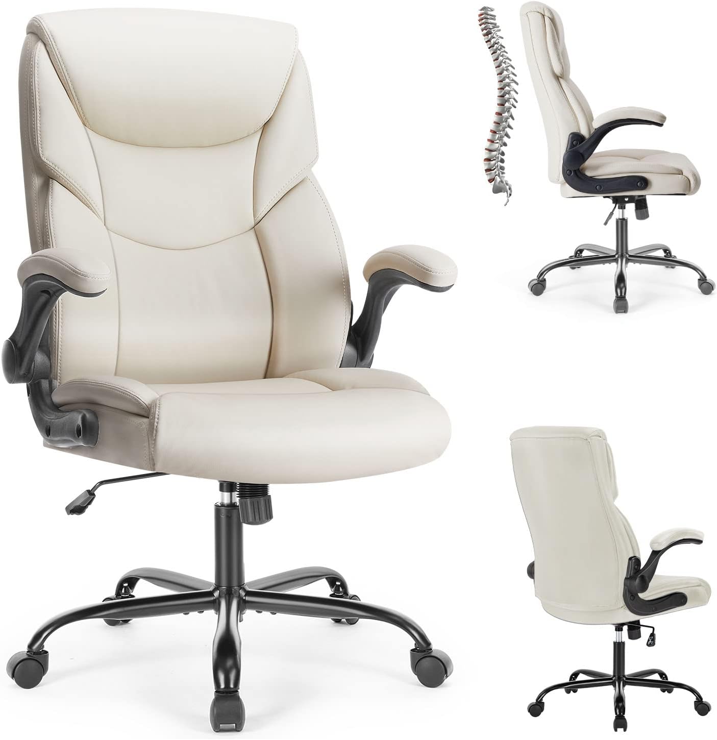 Indulgear Ergonomic PU Leather Office Chair (White)