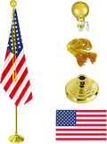 Indoor Flag Pole Kit Telescoping 6ft-8ft with Base - 3x5 ft Flag
