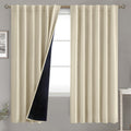 Beige Full Blackout Curtains with Thermal Liner - Double Layer Room