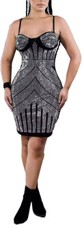 Women Off Shoulder Rhinestone Split Evening Cocktail Maxi Dress