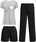Ekouaer 3 Piece Postpartum Nursing Pajamas Set (Style 57LF)