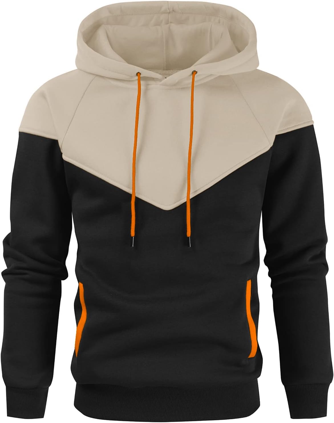 Niceif Men's Color Block Fleece Hoodie: Warm & Stylish!
