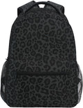 Black Leopard Backpack Animal Skin Print Bookbag Daypack - Durable
