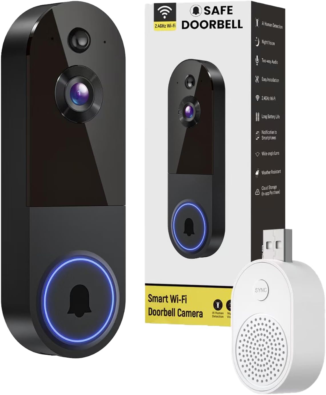 Wireless Video Doorbell with 1080p HD Camera for Home Security