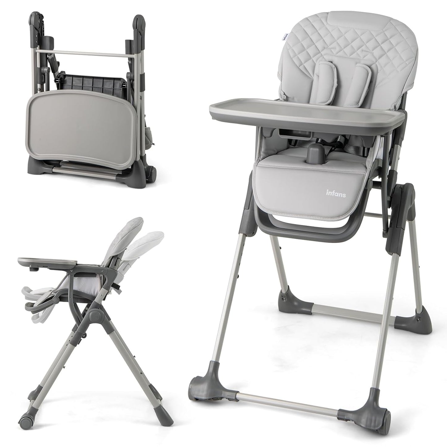 INFANS Convertible Baby High Chair, Portable & Adjustable!