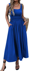 Womens Boho Summer Maxi Dress with Pockets - Comfortable Flattering
