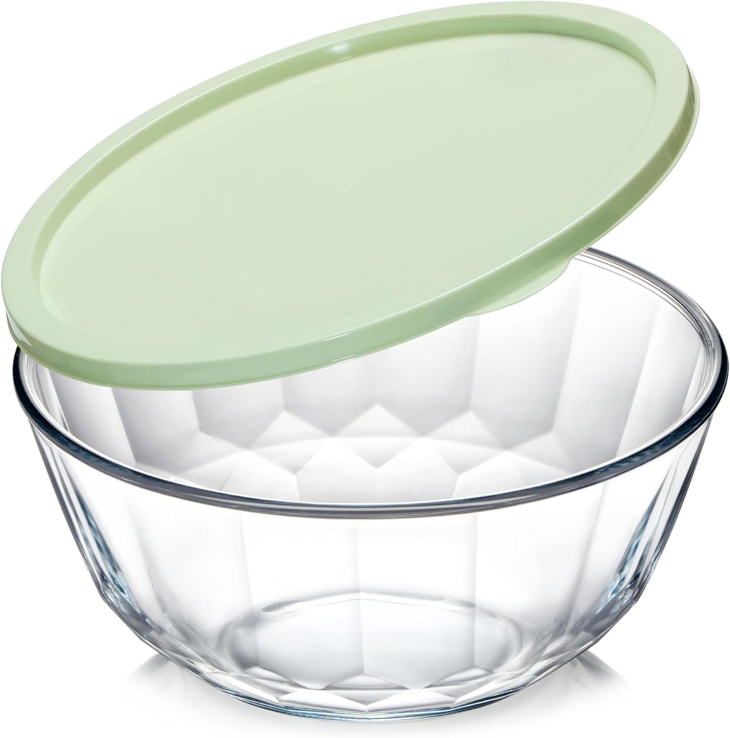 NUTRIUPS 4.7 Quart Large Glass Mixing Bowl with Lid for Kitchen