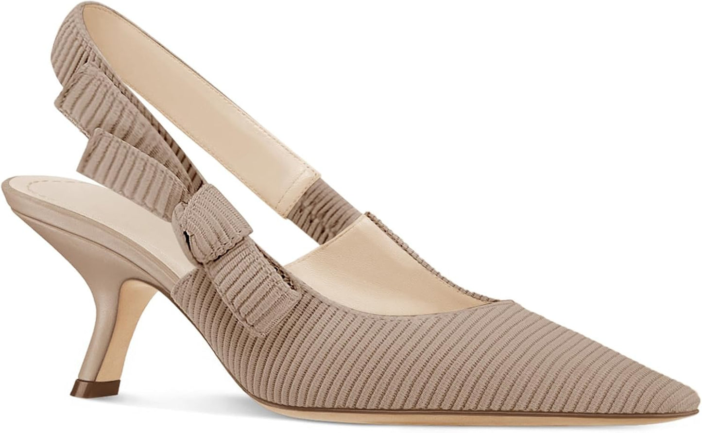 Coutgo Womens Slingback Kitten Heels with Bowknot Design