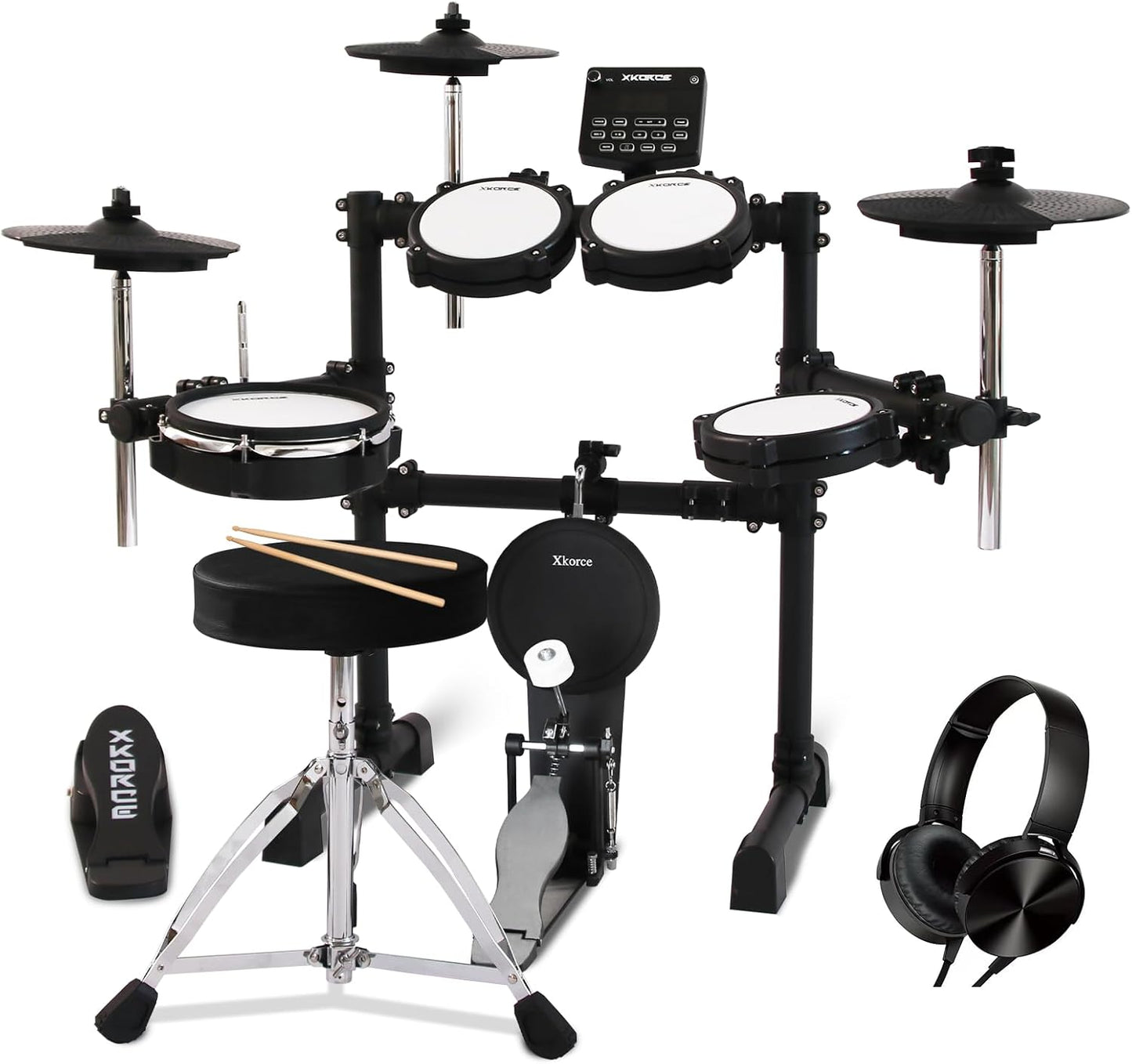 Electronic Drum Set with 4 Mesh Pads and 360 Sounds for Beginners