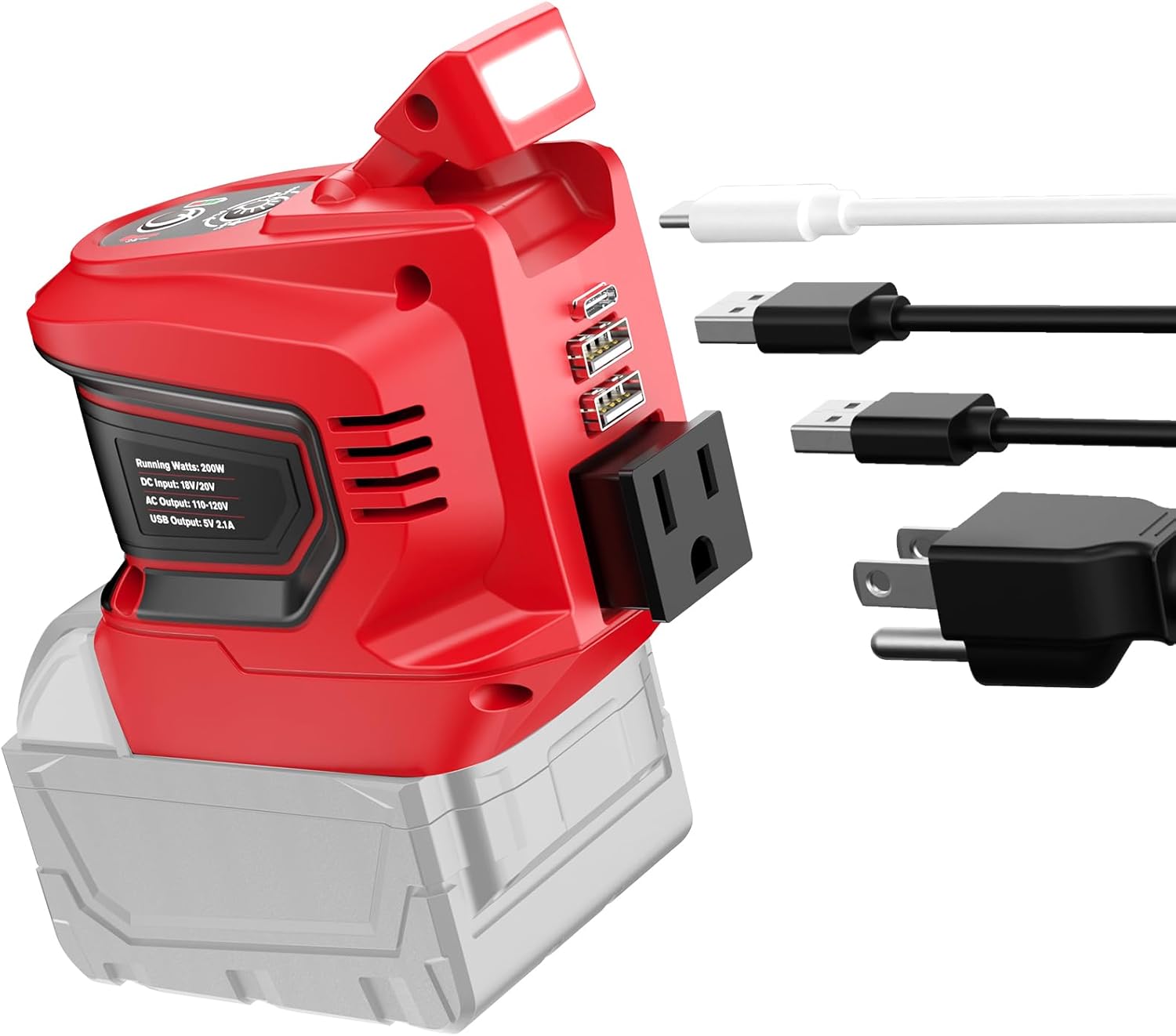 Power Inverter for Milwaukee 18V Battery - 200W Portable Charger