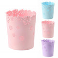 Pink 3.6 Gallon Hollow Flower Wastebasket - Cute Bathroom Bin