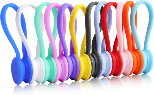 12 Pack Magnetic Cable Ties - Organize Cords with Ease!