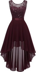 Women's Sequin Lace High Low Dress for Homecoming - Formal Fit