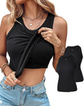 Tank Tops for Women with Built-in Bras - 2 Piece Ribbed Athletic Set