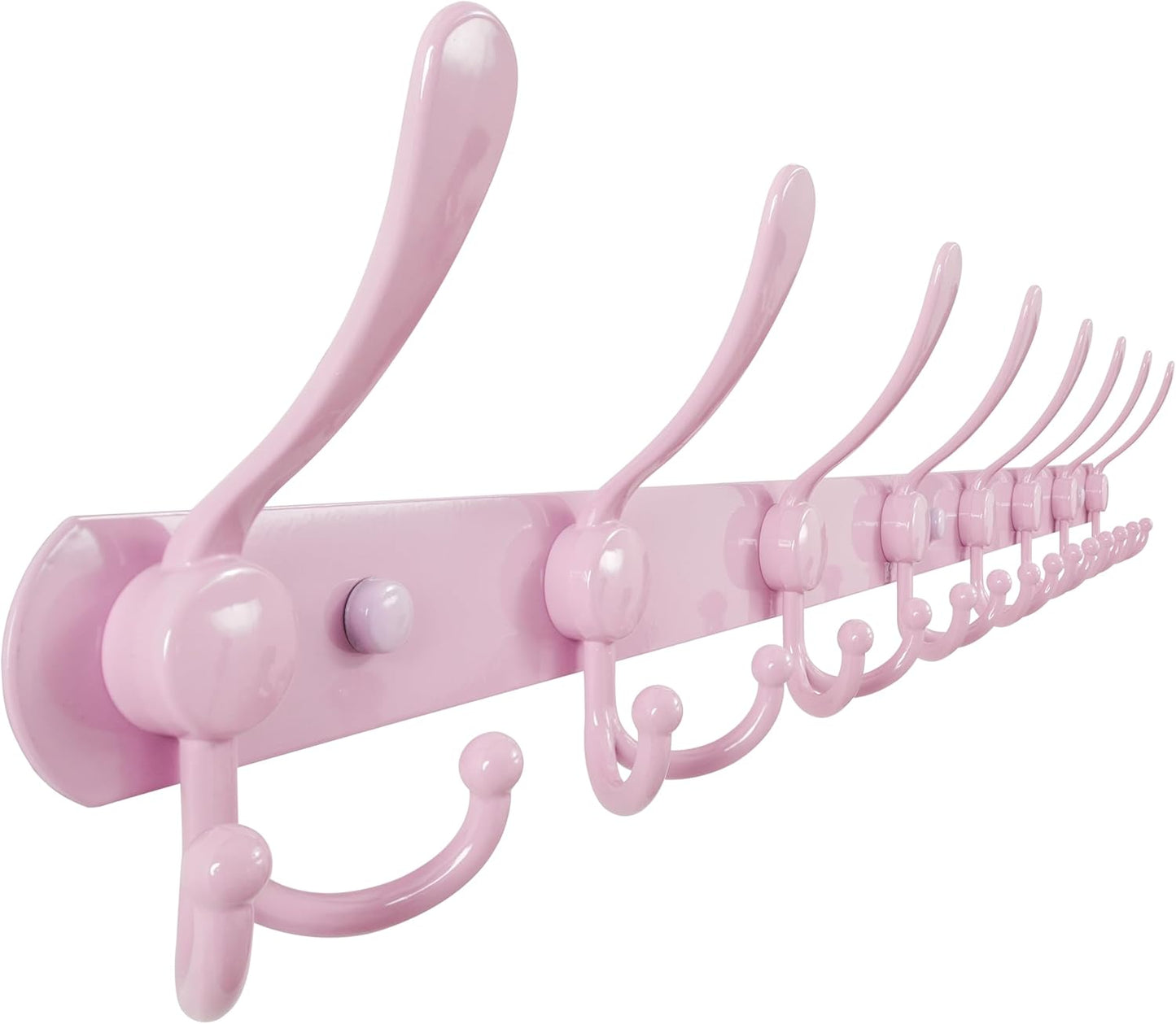 Dseap Coat Rack Wall Mount with 8 Heavy Duty Hooks in Pink